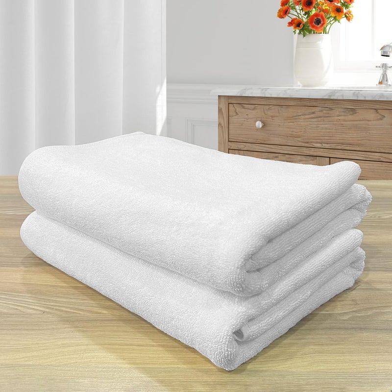 LABHAM منشفة حمام فاخرة 700GSM، قطن نقي، فائقة النعومة، مضادة للميكروبات (75 سم × 150 سم)، عبوة من 2 - بيضاء - Image 2