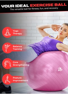 FIT TRIBE Yoga Ball with Air Pump - Anti-Burst, Slip-Resistant Exercise Ball for Gym Pilates, Balance Training, Stability, and Pregnancy - Supports 500KG, Fitness Gym Equipment (Pink)  - Image 5