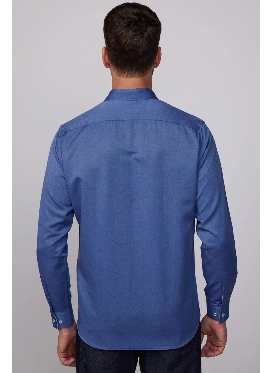 Tudors Classic Fit Cotton Easy Iron Oxford Plain Navy Blue Men's Shirt