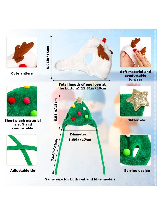 Reginary 6 PCs Cute Christmas Cat Hat & Dog Cap - Santa Hat with Scarf & Green Elk Antler Reindeer Design - Adjustable for Kittens & Puppies - Xmas Party Costume Accessories - Image 3
