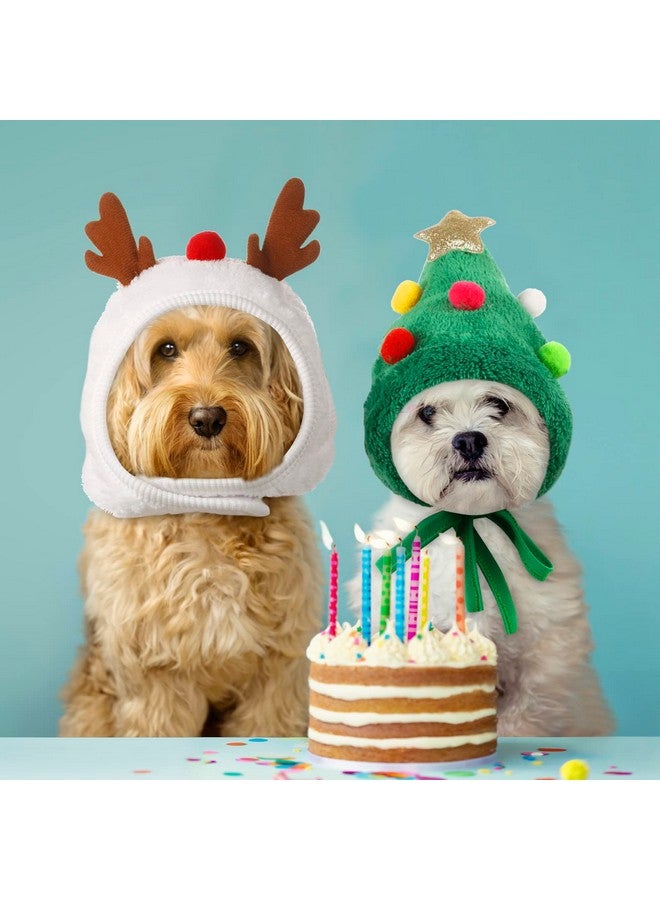 Reginary 6 PCs Cute Christmas Cat Hat & Dog Cap - Santa Hat with Scarf & Green Elk Antler Reindeer Design - Adjustable for Kittens & Puppies - Xmas Party Costume Accessories - Image 4