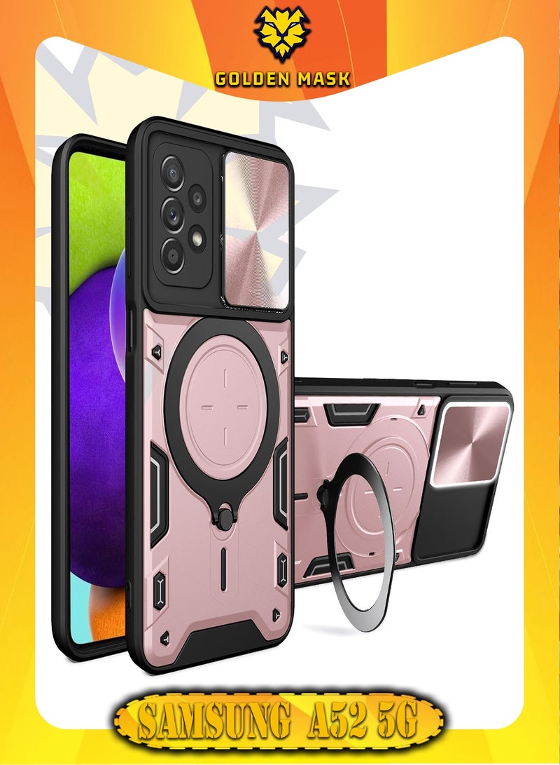 GOLDEN MASK For Samsung Galaxy A52/A52s Armored Camera Shield Cover Camera Lend Protection, Built-in 360° (Rose Gold)
