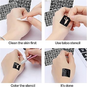 ChurlChurl 575pcs Temporary Tattoo Stencils 20 Sheets Tattoo Stencil Kit for Women Girls Kids and Boys Face Body Paint DIY Art Reusable Glitter Tattoo Stencils Pack - Image 5