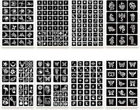 ChurlChurl 575pcs Temporary Tattoo Stencils 20 Sheets Tattoo Stencil Kit for Women Girls Kids and Boys Face Body Paint DIY Art Reusable Glitter Tattoo Stencils Pack - Image 4