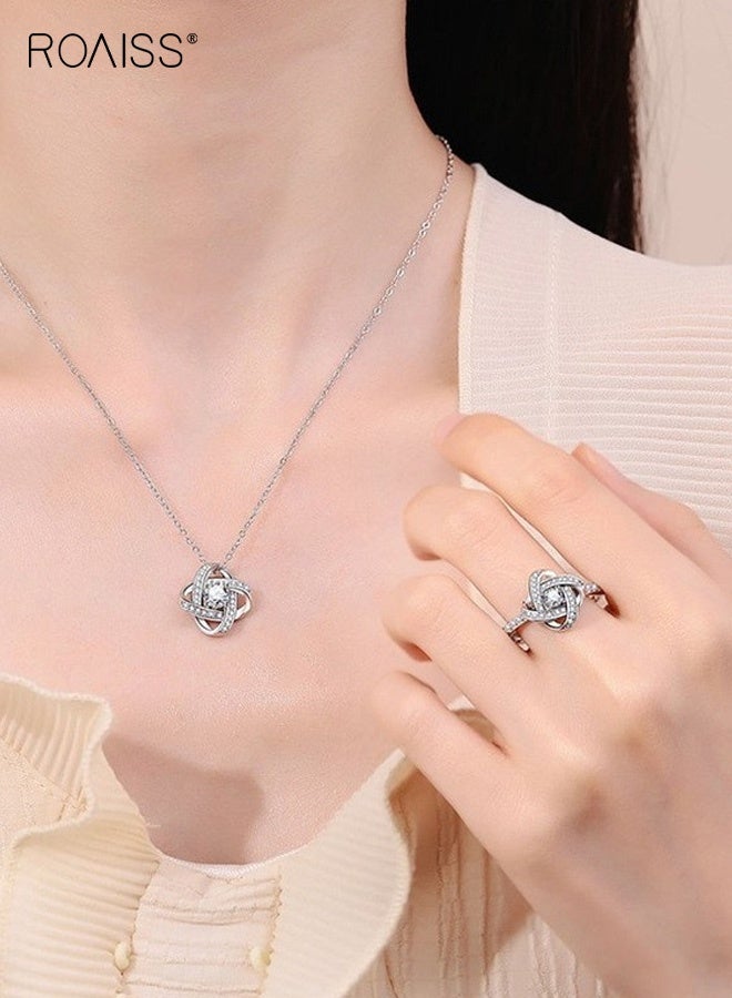 رويس طقم نسائي من 3 قطع: أقراط، سوار، وقلادة، وخاتم زركون.قلادة مزينة بالزهور وسلسلة ترقوة على شكل نبتة البرسيم رباعية الأوراق، تصميم عصري وأنيق، مثالي للارتداء اليومي والمناسبات الخاصة - Image 2