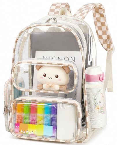 BTOOP Clear Backpack Heavy Duty Transparent Backpack 17 See Through Bookbag for College Work Festival Security with Padded Strap Large Capacity - Image 1
