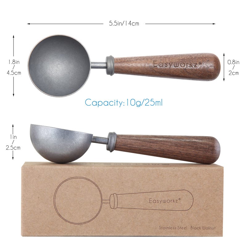 Easyworkz Retro Stainless Steel Coffee Spoon With Black Walnut Handle,10g - Measuring Spoon (Vintage) - Image 2