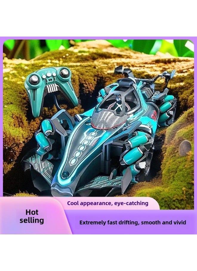 F1 Equation Remote Control Stunt Racing Four-wheel Drive Light Spray Gesture Induction Children's Stunt Drift Toy Car-Color:F1 Racing-purple [dual Remote Control]-Proportion:Deluxe Three Batteries  - Image 2