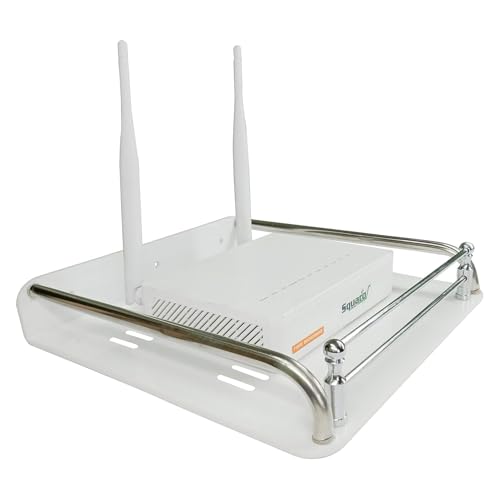 SQUARO Acrylic Sheet Multi Purpose Setup Box Stand with Stainless Steel Pipe and Rods WiFi Router Shelf Wall Shelf Wall Mount - Image 1