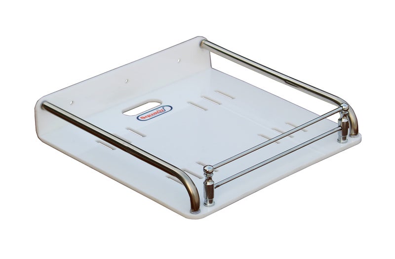 SQUARO Acrylic Sheet Multi Purpose Setup Box Stand with Stainless Steel Pipe and Rods WiFi Router Shelf Wall Shelf Wall Mount - Image 4