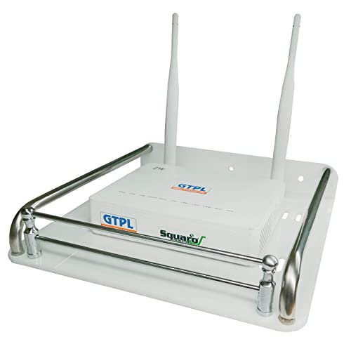 SQUARO Acrylic Sheet Multi Purpose Setup Box Stand with Stainless Steel Pipe and Rods WiFi Router Shelf Wall Shelf Wall Mount - Image 3