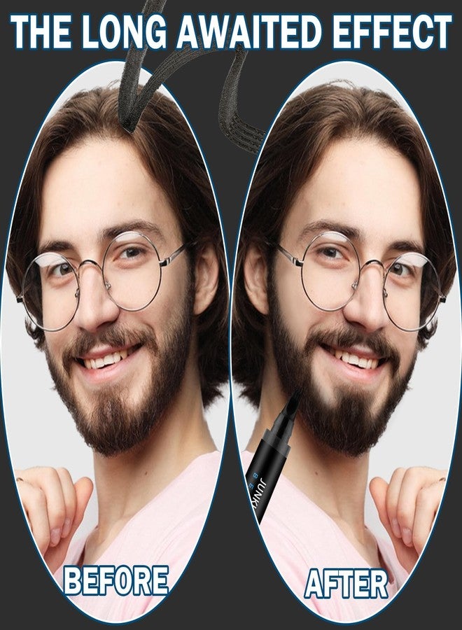 JunKuJK Beard Pencil Waterproof Beard Filler Pen Kit for Men - Long Lasting Coverage, 4 Tips, with Brush for Neat and Natural Thick Beard (Black - Image 3