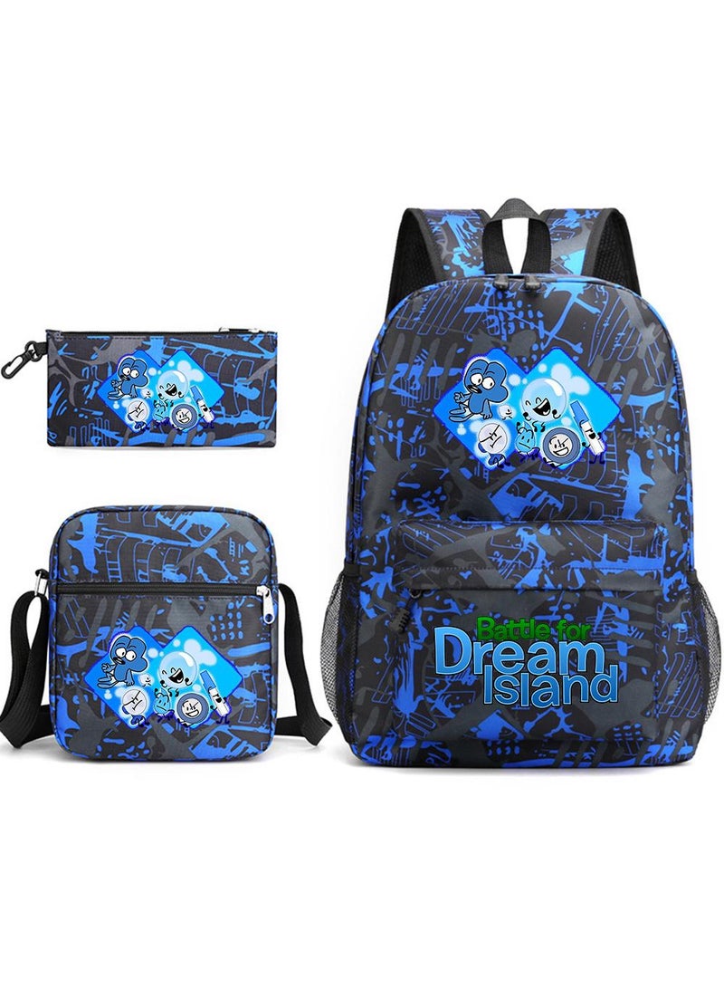 general 3 Pcs Set Battle For Dream Island School Bag Satchel Pencil Case Set Anime Battle For Dream Island Gifts For Kids Game Fans - Image 1
