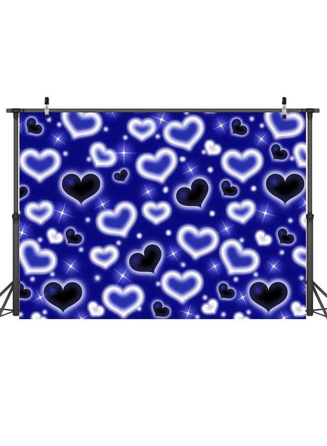 Dudaacvt 7X5FT Blue Heart Photo Backdrop 90s Backdrops for Photoshoot Valentine's Day Backdrop Women Men Happy Birthday Photography Background Banner Photo Booth Studio Props D728 - Image 1