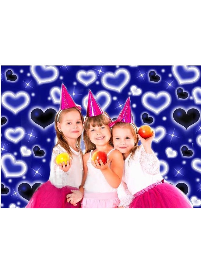 Dudaacvt 7X5FT Blue Heart Photo Backdrop 90s Backdrops for Photoshoot Valentine's Day Backdrop Women Men Happy Birthday Photography Background Banner Photo Booth Studio Props D728 - Image 3