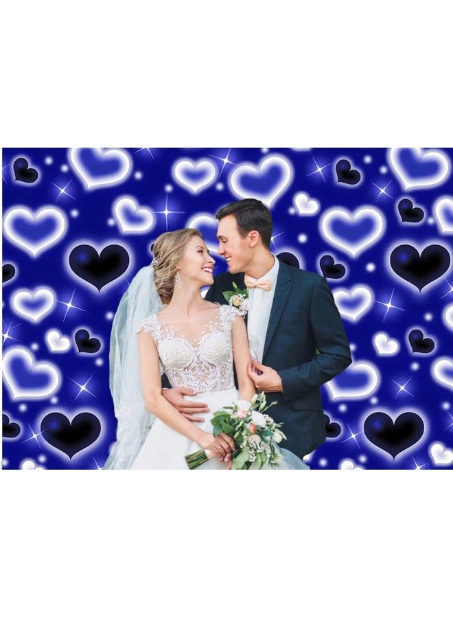 Dudaacvt 7X5FT Blue Heart Photo Backdrop 90s Backdrops for Photoshoot Valentine's Day Backdrop Women Men Happy Birthday Photography Background Banner Photo Booth Studio Props D728 - Image 4