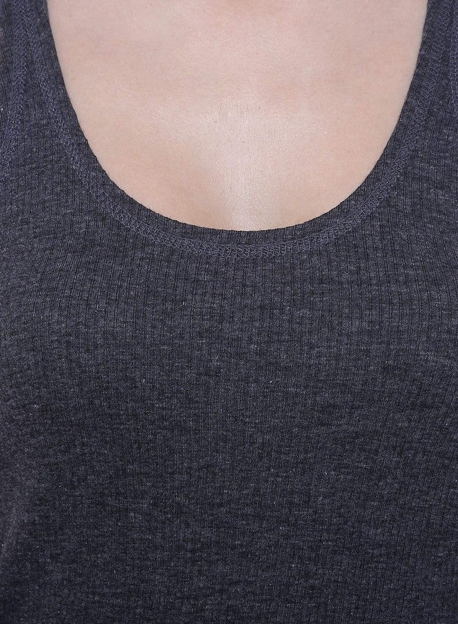 BODYCARE Anti-Bacterial Women's Poly Cotton Melange Solid Thermal Top (B207C_100, Grey, Xx-Large, Skinny Fit) - Image 3