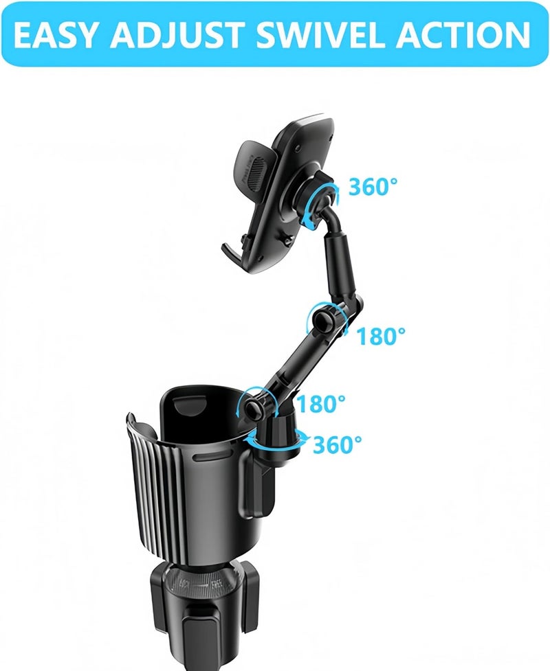 Hoconnie 2 in 1 Universal Cup Holder Expander with Adjustable Phone Mount - Image 3