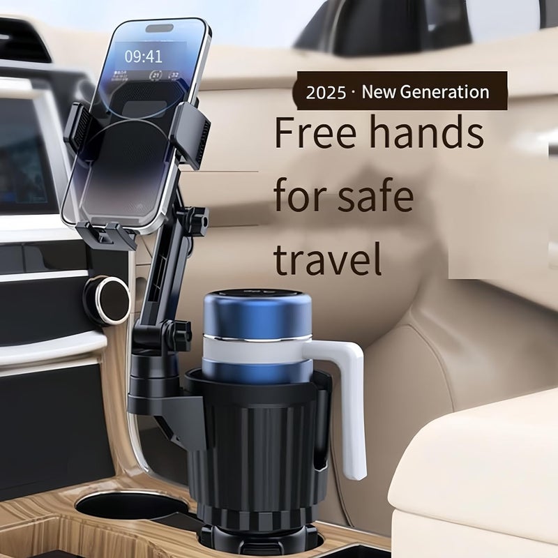 Hoconnie 2 in 1 Universal Cup Holder Expander with Adjustable Phone Mount - Image 2