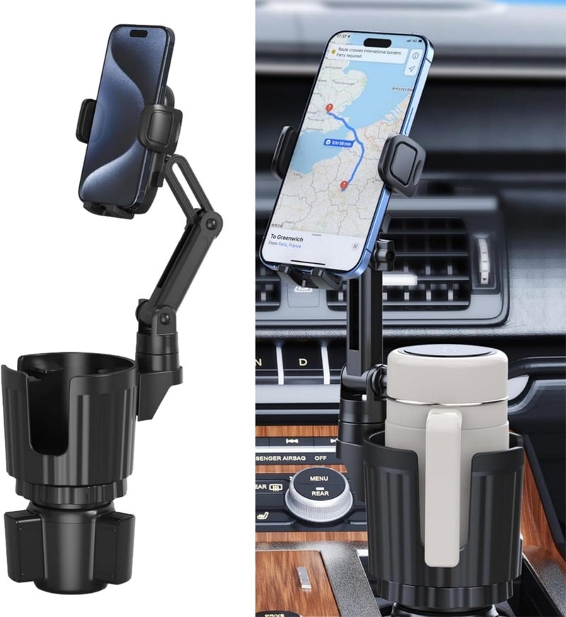 Hoconnie 2 in 1 Universal Cup Holder Expander with Adjustable Phone Mount - Image 1