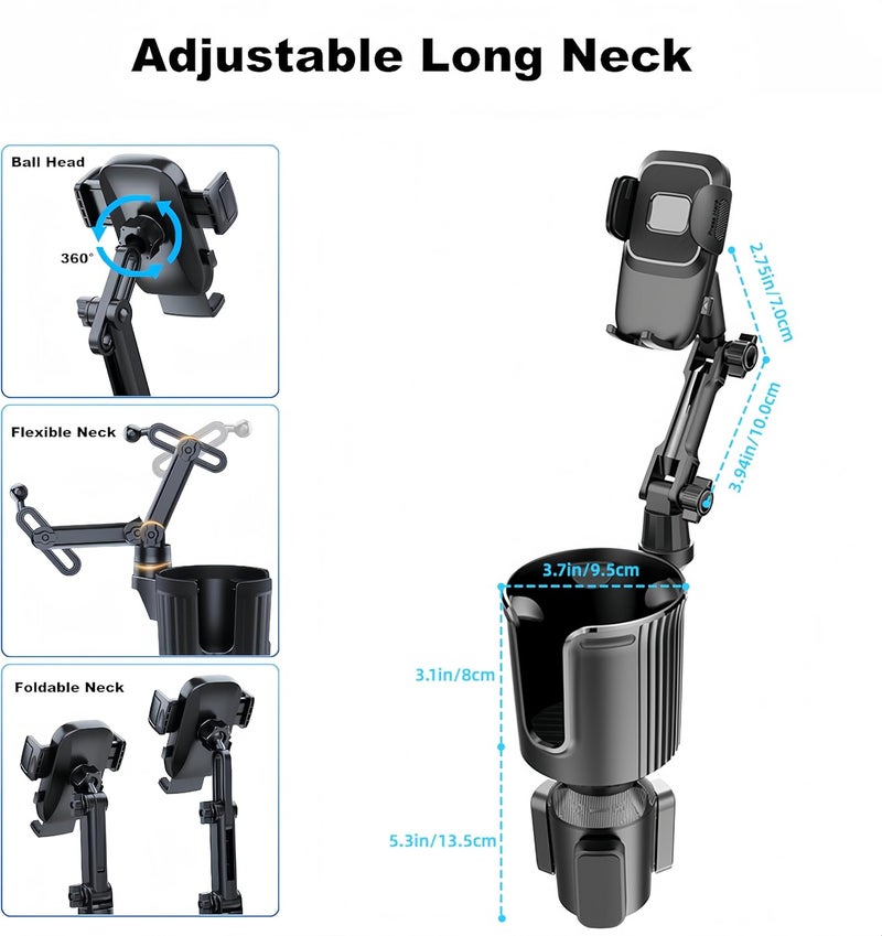 Hoconnie 2 in 1 Universal Cup Holder Expander with Adjustable Phone Mount - Image 4