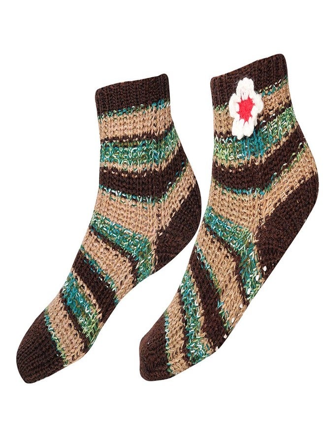 Finix Girl's Warm Knitted Ankle Socks (Multicolour, Free Size)