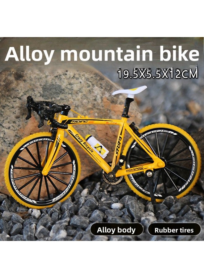 Simulated Alloy Bicycle Curved Handlebar Mountain Bike Metal Toy Model Mini Bicycle Boy Gift Ornament Hand-Made 