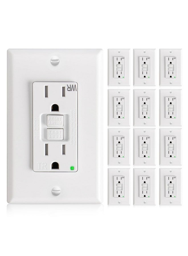 Amico 12 Pack GFCI Outlet 15 Amp with Thinner Design, Weather Resistant (WR), Self-Test GFI Receptacles with LED Indicator, Wall Plates and Screws Included, Indoor or Outdoor, ETL Listed, White - Image 1