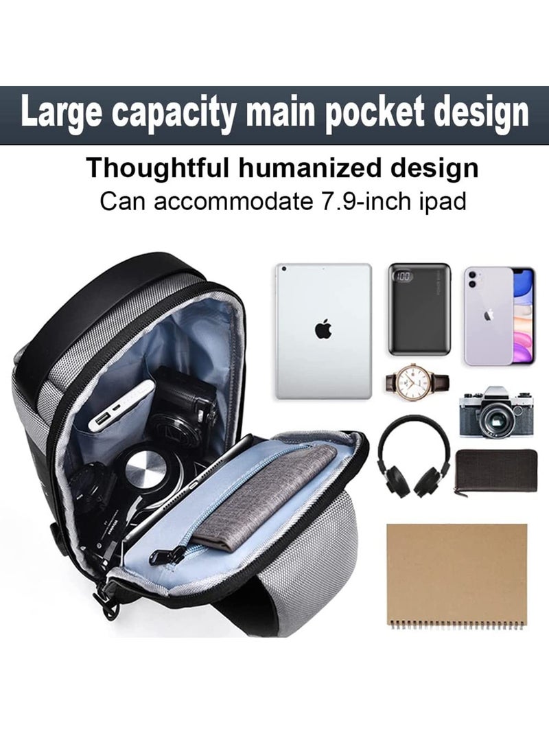 Crossbody Bag Casual Shoulder Bag Waterproof Backpack for Men and Women Business Chest Bag Waist Bag with Password Anti-Theft Lock Suitable for Travel and Hiking (A) - Image 2