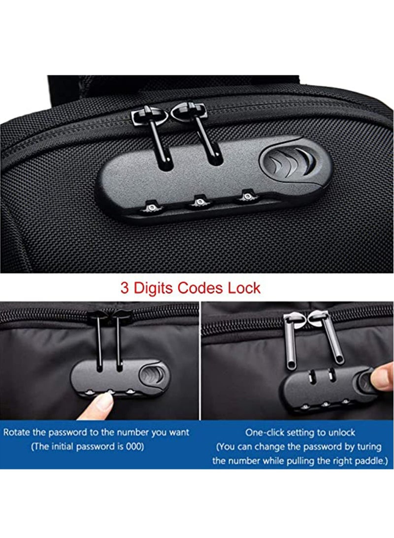 Crossbody Bag Casual Shoulder Bag Waterproof Backpack for Men and Women Business Chest Bag Waist Bag with Password Anti-Theft Lock Suitable for Travel and Hiking (A) - Image 5