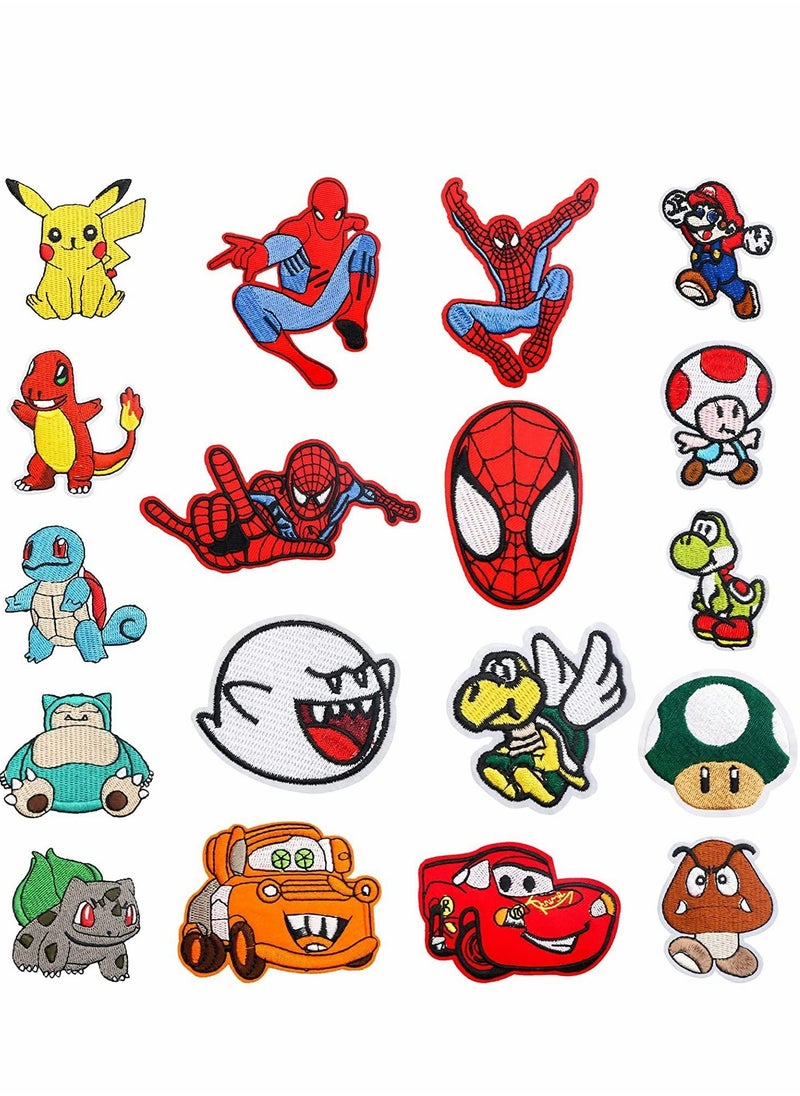 Excefore Decorative Patches, 18 PCS Embroidered Iron On Patches DIY Accessories, Cute Sewing Applique for Jackets, Hats, Backpacks, Jeans, Assorted Size Decorative DIY Patches  - Image 1