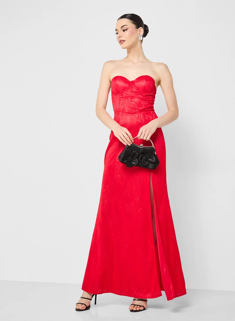 Ginger Bandeau Corset Bodice Floral Burnout Dress