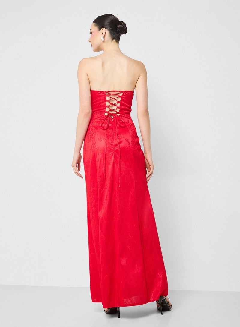 جينجر فستان كورست بوشيه بنقشة الزهور المحروقة - Image 4