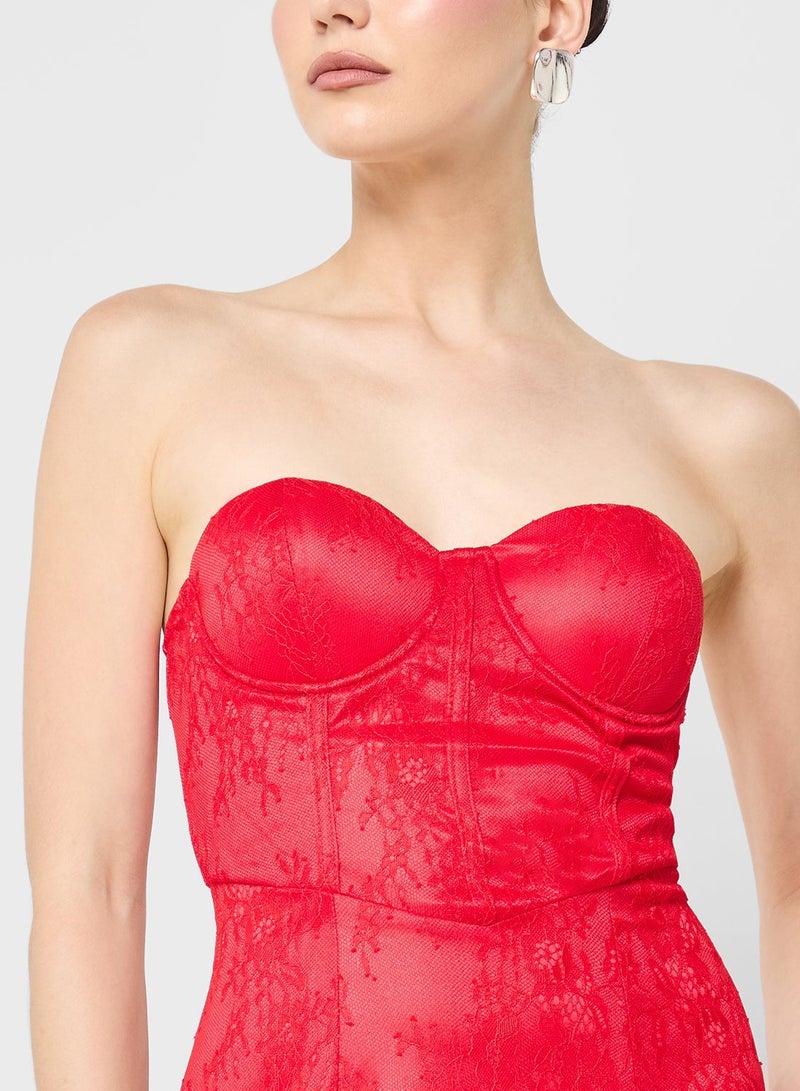 جينجر فستان كورست بوشيه بنقشة الزهور المحروقة - Image 5