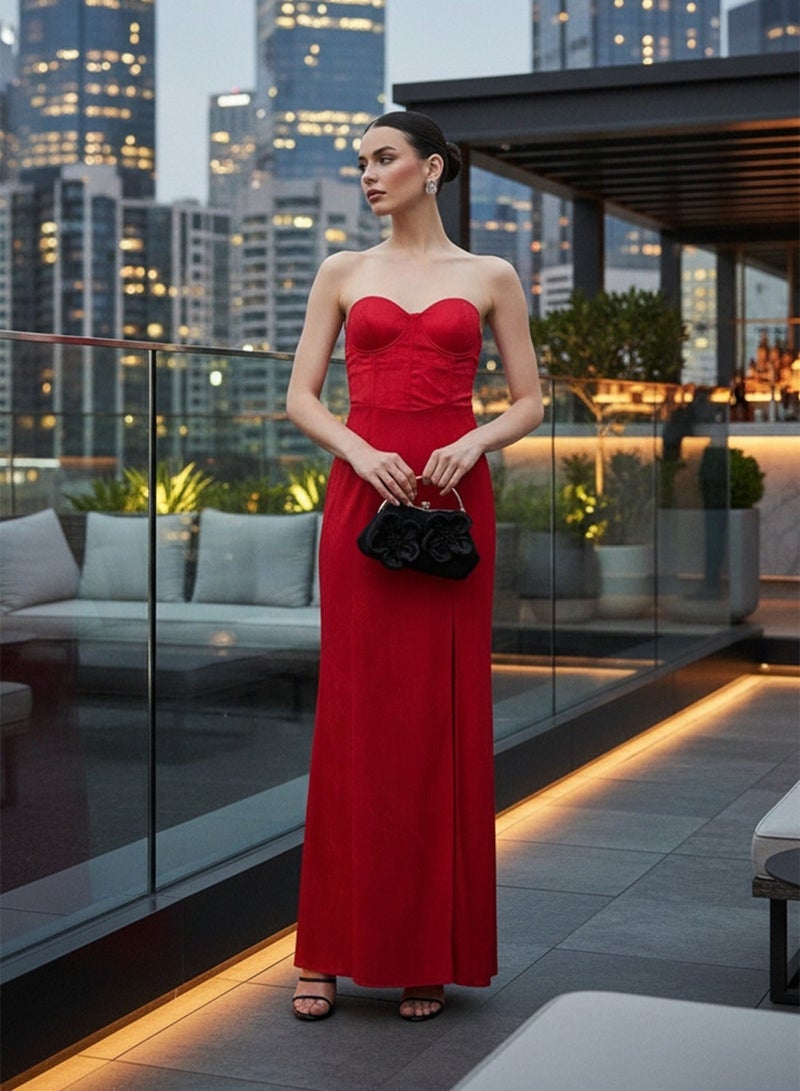 جينجر فستان كورست بوشيه بنقشة الزهور المحروقة - Image 1