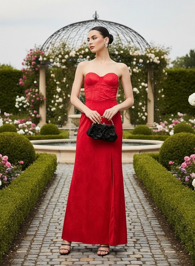 Ginger Bandeau Corset Bodice Floral Burnout Dress