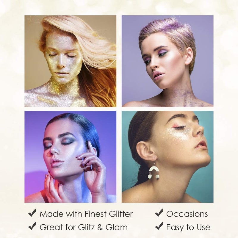 Jerome Russell Temporary Hair and Body Glitter Color Spray, Travel Spray, Lightweight, Adds Sparkly Shimmery Glow, Perfect to use On Hair, Skin, or Clothing, 2.2 oz - Glitter GOLD x 1 Pack - Image 4