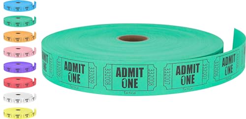 Tacticai 2000 Raffle Tickets, Admit One, Single Roll, Ticket for Events, Entry, Class Reward, Fundraiser & Prizes - Green (1 of 8 Colors) - Image 5