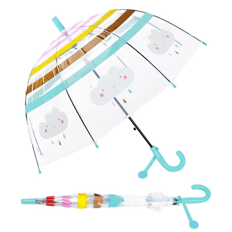 Decalsweet Kids Umbrella Clear Bubble Umbrellas for Rain,Transparent Dome Safety Windproof Umbrella with Easy-Grip Hook Handle for Toddler Girls and Boys - Image 1