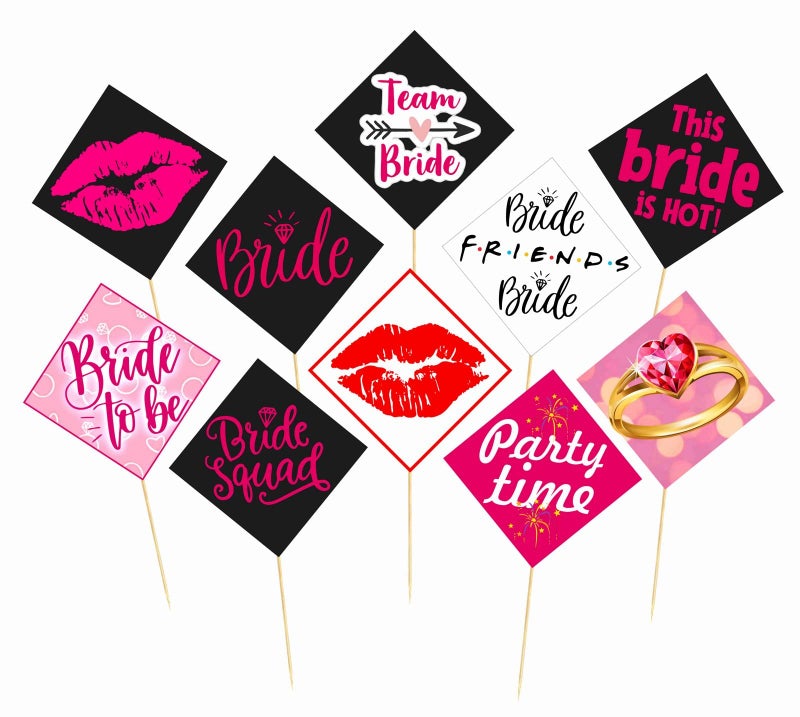Balloonistics Bride to Be Photoshoots, Photo Booths, Decorations Props 10 Pieces, Sticks Attached to Bride Shoots, Photography Or Bride Favors Bridal Shower Items, for Prop Material - Image 1