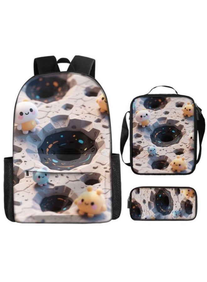 [Super new special offer] Cartoon theme bag three-piece set | double-shoulder + hand-held + storage pen bag | gift self-use good-looking - 93  - Image 2