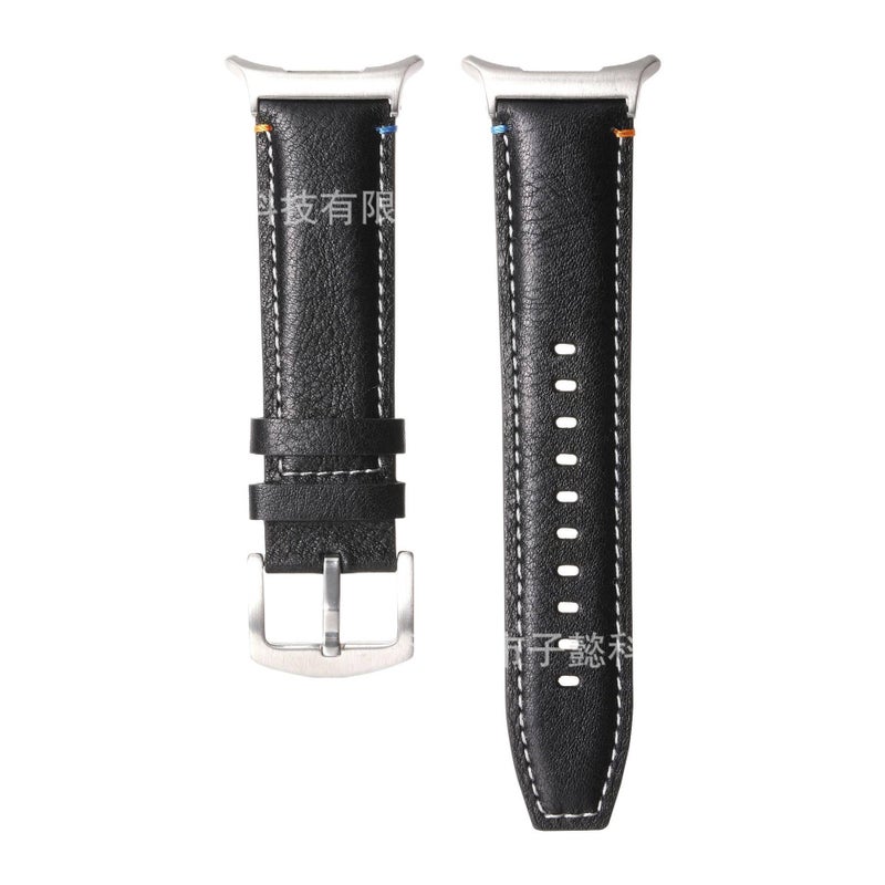 Adjustable Leather Classic Strap Smartwatch Band Compatible with Samsung Galaxy Watch 8 Classic with Fit Replacement Strap Silver - Image 5