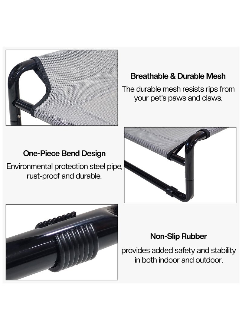 أن ان سي بيتس سرير مرتفع ومبرد للكلاب مع شبكة قابلة للتهوية، تصميم قابل للطي، وأقدام مضادة للانزلاق، سرير متين وقوي للكلاب بجميع الأحجام، سرير للحيوانات الأليفة للاستخدام الداخلي/الخارجي، 120 سم XL (رمادي) - Image 3