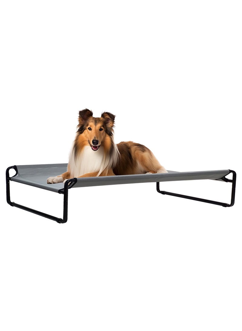 أن ان سي بيتس سرير مرتفع ومبرد للكلاب مع شبكة قابلة للتهوية، تصميم قابل للطي، وأقدام مضادة للانزلاق، سرير متين وقوي للكلاب بجميع الأحجام، سرير للحيوانات الأليفة للاستخدام الداخلي/الخارجي، 120 سم XL (رمادي) - Image 1