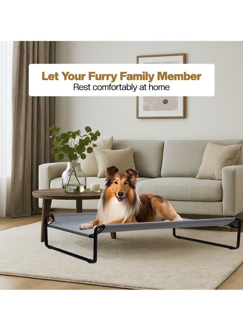أن ان سي بيتس سرير مرتفع ومبرد للكلاب مع شبكة قابلة للتهوية، تصميم قابل للطي، وأقدام مضادة للانزلاق، سرير متين وقوي للكلاب بجميع الأحجام، سرير للحيوانات الأليفة للاستخدام الداخلي/الخارجي، 120 سم XL (رمادي) - Image 4