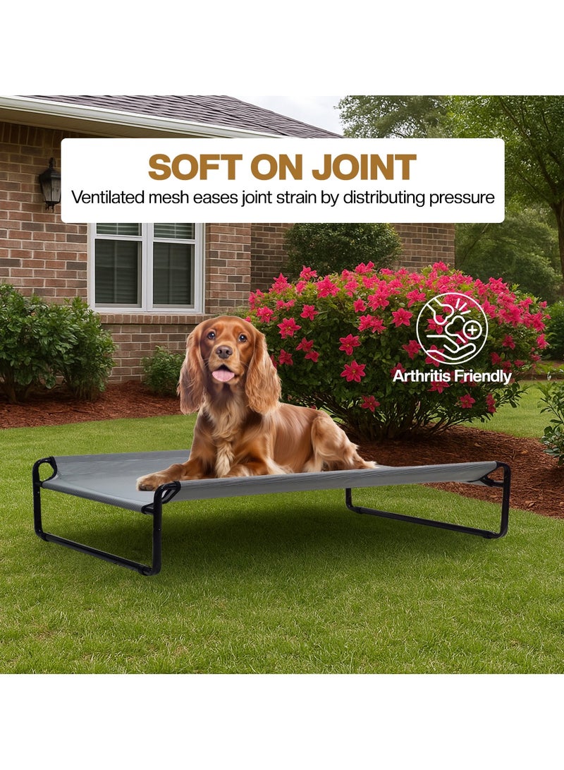 أن ان سي بيتس سرير مرتفع ومبرد للكلاب مع شبكة قابلة للتهوية، تصميم قابل للطي، وأقدام مضادة للانزلاق، سرير متين وقوي للكلاب بجميع الأحجام، سرير للحيوانات الأليفة للاستخدام الداخلي/الخارجي، 120 سم XL (رمادي) - Image 5