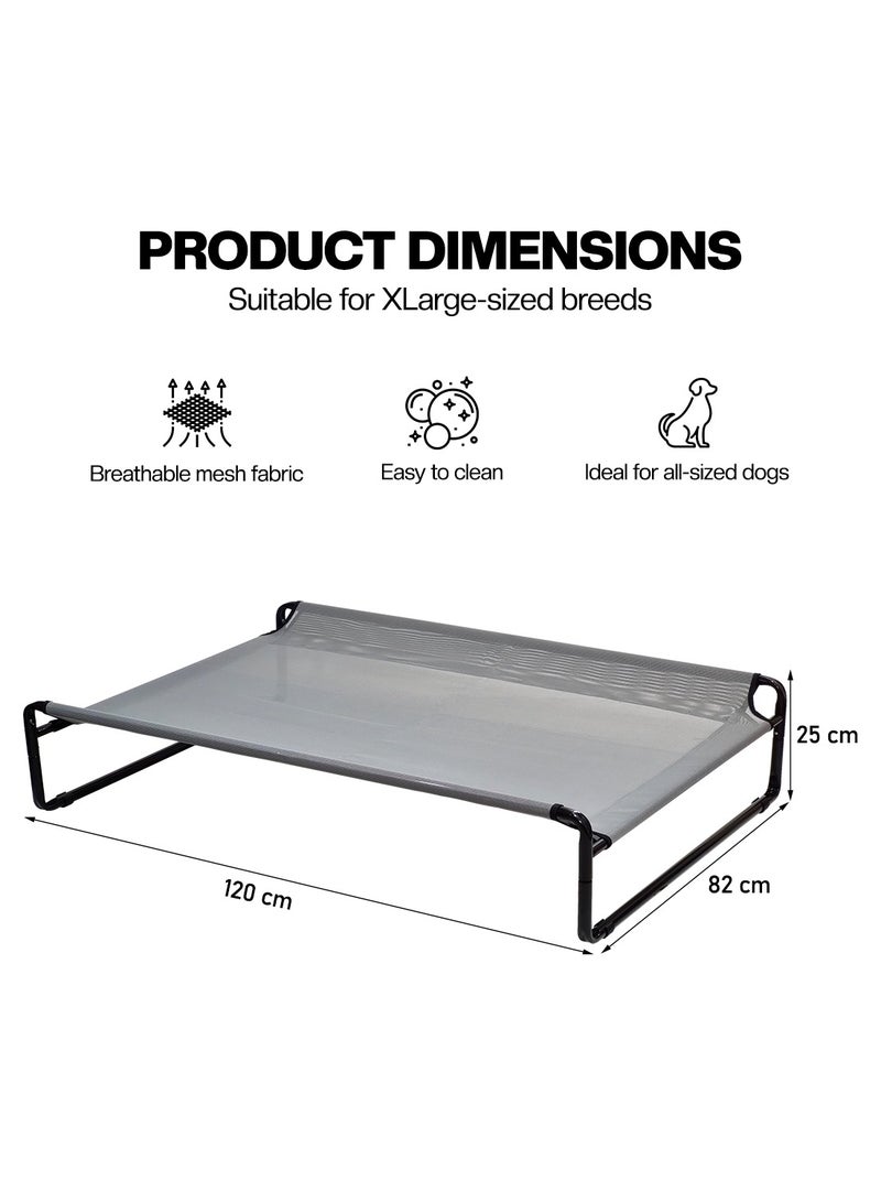 أن ان سي بيتس سرير مرتفع ومبرد للكلاب مع شبكة قابلة للتهوية، تصميم قابل للطي، وأقدام مضادة للانزلاق، سرير متين وقوي للكلاب بجميع الأحجام، سرير للحيوانات الأليفة للاستخدام الداخلي/الخارجي، 120 سم XL (رمادي) - Image 2