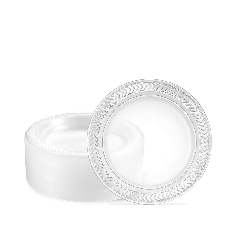 PLASTICPRO 80 Pack Clear Plastic Plates 6 Inch Durable Disposable Plastic Dinner Plates for Parties Events BBQ