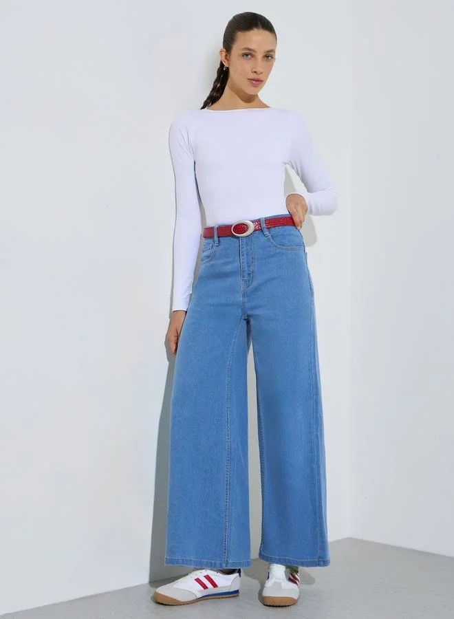 ستايلي Blue Mid-Rise Flared Leg Jeans