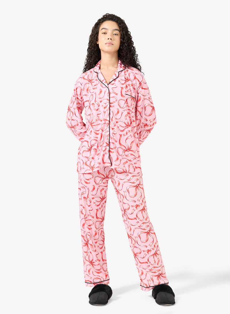 جينجر طقم بيجاما وقميص بطبعة فيونكة من القطن - Image 5